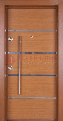 Коричневая входная дверь c МДФ панелью ЧД-35 в частный дом в Казани