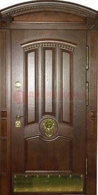 Хорошая стальная арочная дверь с декоративным элементом ДА-23 в Казани