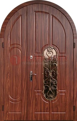 Арочная двухстворчатая стальная дверь Винорит ДА-54 в Казани