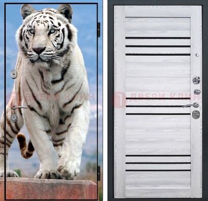 Стальная дверь с фотопечатью тигра ДФ-12 в Казани