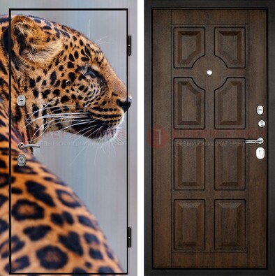 Металлическая дверь с фотопечатью леопарда ДФ-26 в Казани