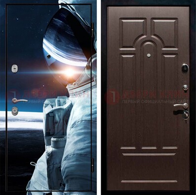 Стальная дверь с фотопечатью космонавта ДФ-4 в Казани