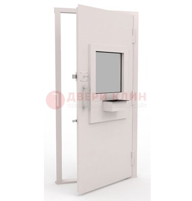 Белая металлическая дверь в кассу с нитроэмалью ДКС-4 в Казани