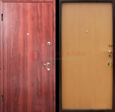 Красная железная дверь с ламинатом ДЛ-3 в Казани