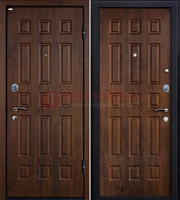 Коричневая металлическая дверь с МДФ ДМ-156 для квартиры в Казани