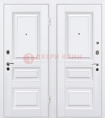Белая металлическая дверь с МДФ ДМ-179 в Казани