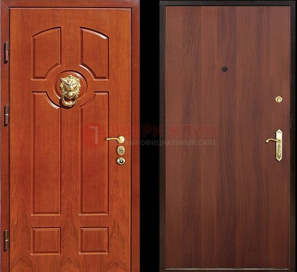 Оранжевая стальная дверь с МДФ ламинат внутри ДМ-18 в квартиру в Казани