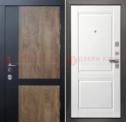 Черно-коричневая входная дверь с терморазрывом и МДФ ДМ-192 в Казани