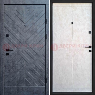 Серая железная дверь с филенчатой МДФ ДМ-217 в Казани
