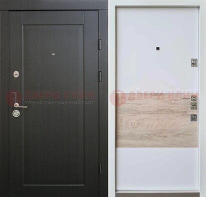 Черная металлическая дверь с белой МДФ внутри ДМ-230 в Казани