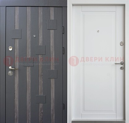 Темная металлическая дверь c белом МДФ внутри ДМ-231 в Казани