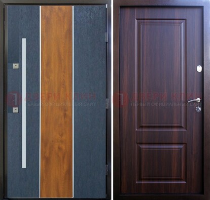 Современная входная дверь и с коричневой МДФ внутри ДМ-236 в Казани