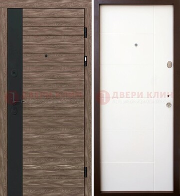 Коричневая входная дверь с черной вставкой МДФ ДМ-239 в Казани