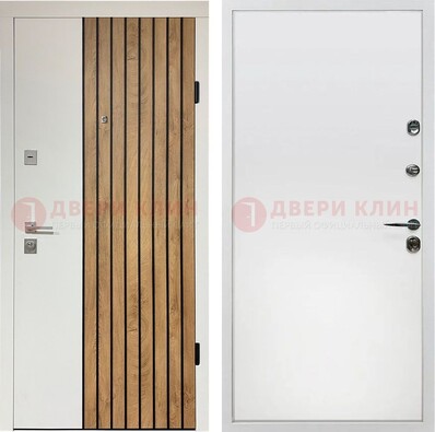 Белая с коричневой вставкой филенчатая дверь МДФ ДМ-278 в Казани