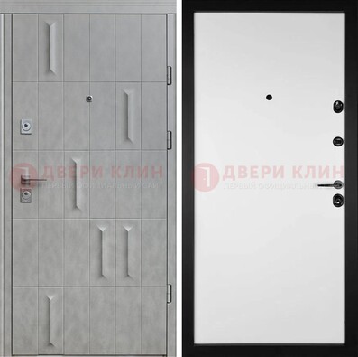 Серая стальная дверь с рисунком МДФ и внутри Белый ясень ДМ-280 в Казани