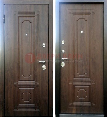 Коричневая металлическая дверь с МДФ ДМ-32 на дачу в Казани