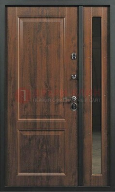 Темная железная дверь с панелью МДФ с зеркалом ДМ-338 в Казани