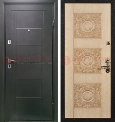 Темная железная дверь с МДФ в квартиру ДМ-344 в Казани