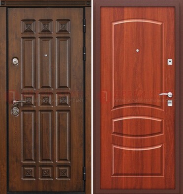 Темная металлическая дверь с МДФ и узором ДМ-364 в Казани