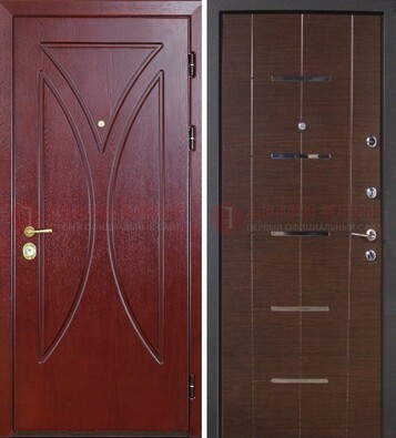Темно-красная железная дверь с МДФ ДМ-370 в Казани