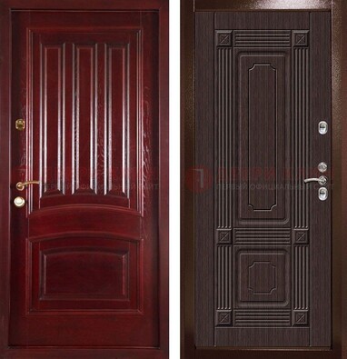 Красная стальная дверь с филенчатой МДФ ДМ-398 в Казани