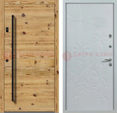 Металлическая дверь с МДФ в светлом цвете ДМ-412 в Казани