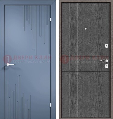 Синяя металлическая дверь МДФ в квартиру ДМ-434 в Казани