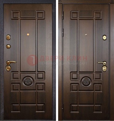 Квартирная коричневая железная дверь с МДФ ДМ-45 в Казани