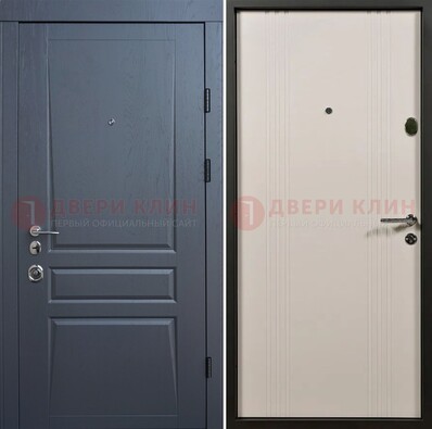 Темно-серая стальная дверь с МДФ хайтек ДМ-481 в Казани