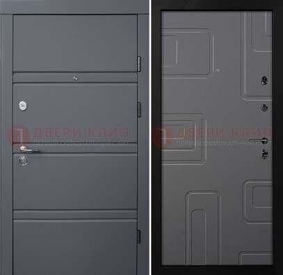 Серая металлическая дверь с МДФ в квартиру ДМ-485 в Казани