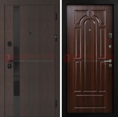 Темная входная дверь с МДФ панелями в квартиру ДМ-499 в Казани