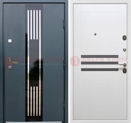 Темная квартирная дверь с разными МДФ ДМ-504 в Казани