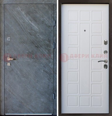 Железная дверь с МДФ серая и белая ДМ-505 в Казани