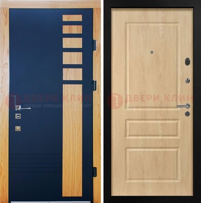 Двухцветная железная дверь с МДФ в квартиру ДМ-511 в Казани