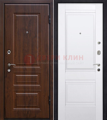 Коричневая металлическая дверь с МДФ ДМ-84 в Казани