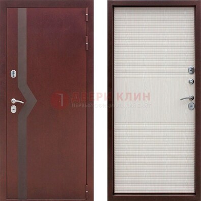 Бордовая металлическая дверь с порошковым напылением ДП-100 в Казани