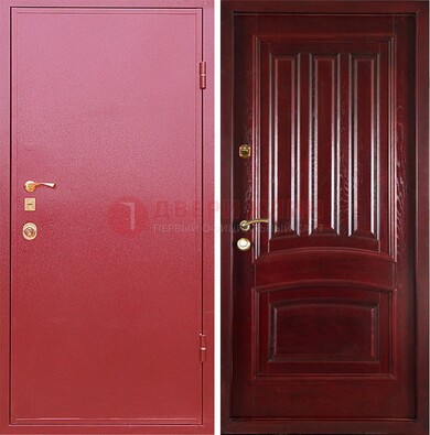 Красная металлическая дверь с порошковым напылением ДП-165 в Казани