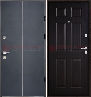 Железная дверь с порошковым покрытием и отделкой Темный орех внутри ДП-211 в Казани