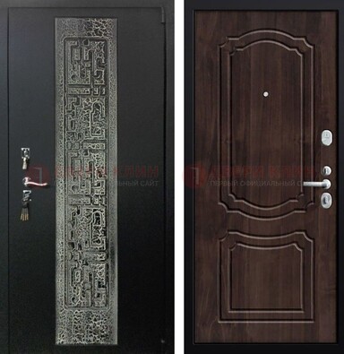 Темная входная дверь с порошковым покрытием и МДФ внутри ДП-224 в Казани