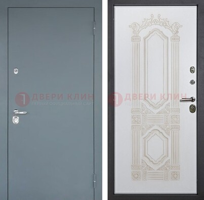 Стальная дверь с порошковым напылением с резной белой МДФ ДП-231 в Казани