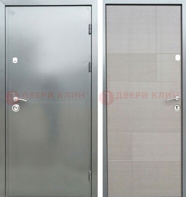 Металлическая серая дверь с порошковым покрытием и серым МДФ внутри ДП-250 в Казани