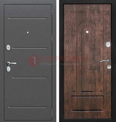 Железная дверь Антик серебро с порошковым напылением и МДФ Тисненый орех ДП-260 в Казани