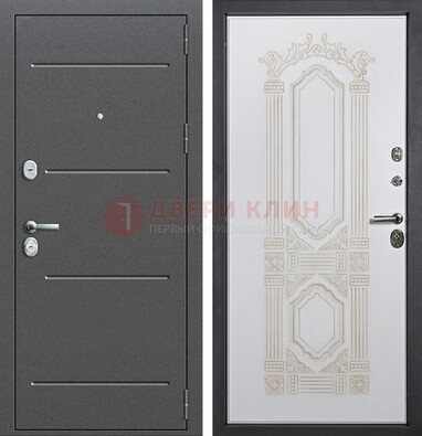 Металлическая дверь с порошковым напылением и фрезерованной МДФ ДП-263 в Казани