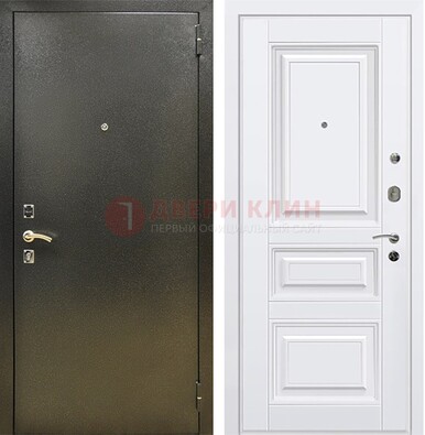 Железная темно-серая дверь с порошковым напылением и белой МДФ ДП-274 в Казани