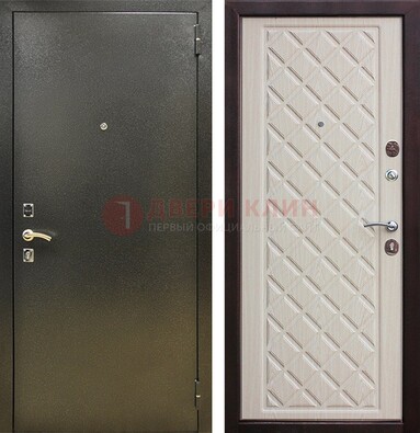 Темно-серая железная дверь с порошковым покрытием и филенчатой МДФ ДП-289 в Казани