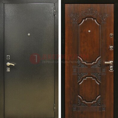 Входная дверь Темное серебро с порошковым покрытием и МДФ с узором ДП-293 в Казани