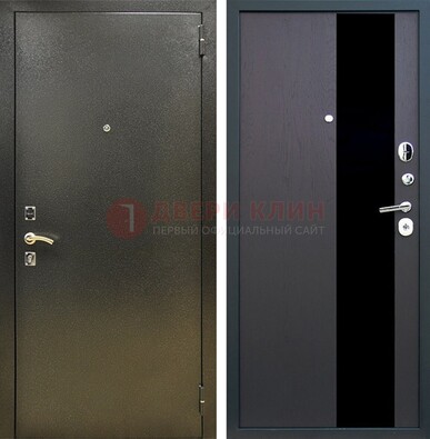Входная темная дверь с порошковым покрытием и МДФ со стеклом ДП-294 в Казани