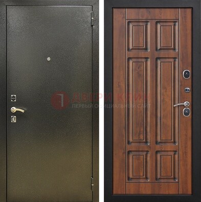 Металлическая входная темная дверь с порошковым напылением и МДФ ДП-299 в Казани