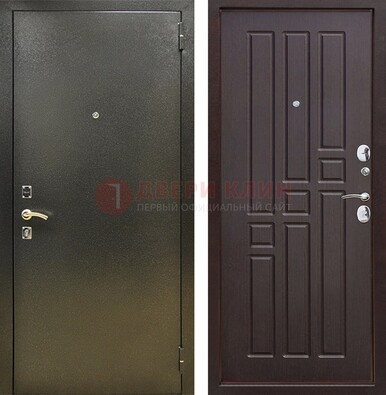 Входная темно-серая дверь с порошковым напылением и коричневой МДФ ДП-301 в Казани
