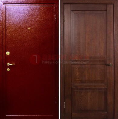 Красная железная дверь с порошковым окрасом ДП-58 в Казани